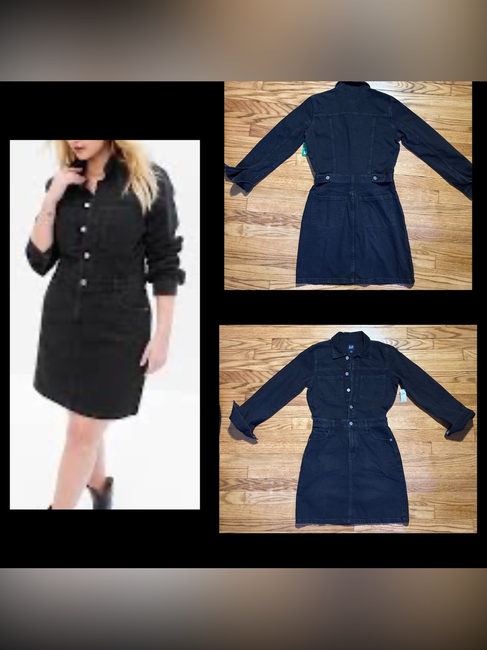 Gap denim long-sleeve mini dress features a button-down front sz 4 NEW!!